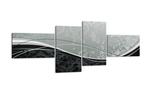 Leinwandbild Eleganter Schwung LW254 Wandbild, Bild auf Leinwand, 4 Teile, 200x90cm, Kunstdruck Canvas, XXL Bilder, Keilrahmenbild, fertig aufgespannt, Bild, Holzrahmen, welle, Abstrakt, Form, von wandmotiv24