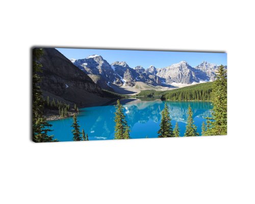 wandmotiv24 Leinwandbild Panorama Nr. 181 Moraine Lake Canada 100x40cm, Keilrahmenbild, Bild auf Leinwand, Landschaft Natur See von wandmotiv24