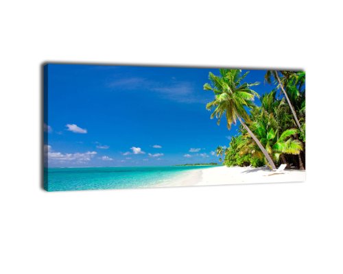 wandmotiv24 Leinwandbild Panorama Nr. 85 Südsee 100x40cm, Keilrahmenbild, Bild auf Leinwand, Strand Urlaub Meer von wandmotiv24