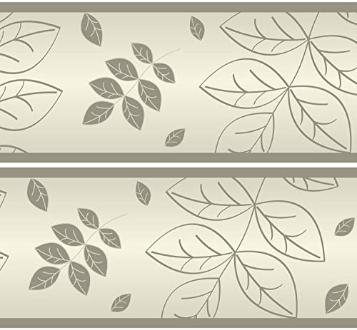Selbstklebende Bordüre trockene Blätter, 4-teilig 560x15cm, Tapetenbordüre, Wandbordüre, Borte, Wanddeko,Natur, beige von wandmotiv24