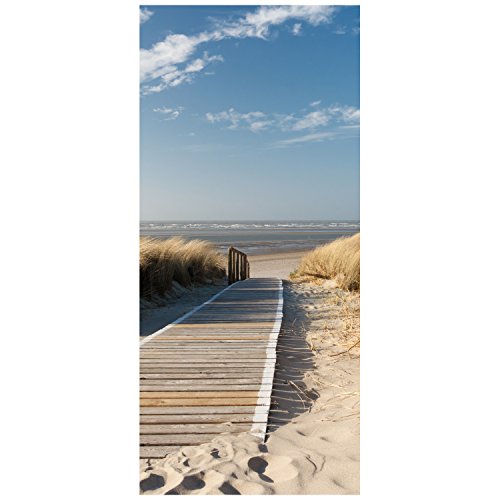 wandmotiv24 Türtapete Nordseestrand TT303 90x200cm Tapete Düne Himmel Sand von wandmotiv24