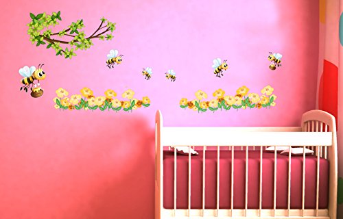 Wandsticker Nr.848 Set Fleissige Bienen, Wanddekoration, Sticker Wandtattoo Honig Kinder Landschaft von wandmotiv24