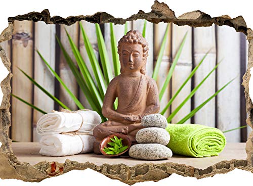 wandmotiv24 3D-Wandsticker Buddha und sauna, Design 01, 60x40cm (BxH), Aufkleber Wand-deko, Wandbild, 3D Effekt, Fenster, Mauer, Wandaufkleber, Sticker M0962 von wandmotiv24