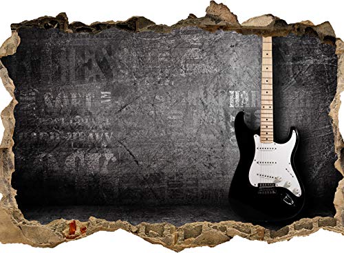 wandmotiv24 3D-Wandsticker E-Gitarre, Design 01, 90x60cm (BxH), Aufkleber Wand-deko, Wandbild, 3D Effekt, Fenster, Mauer, Wandaufkleber, Sticker M0466 von wandmotiv24