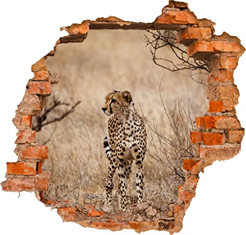 wandmotiv24 3D-Wandsticker Gepard in der Savanne, Afrika, Raubtier, Design 02, 120x110cm (BxH), Aufkleber Wand-deko, Wandbild, 3D Effekt, Fenster, Mauer, Wandaufkleber, Sticker M1204 von wandmotiv24