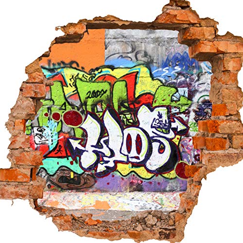 wandmotiv24 3D-Wandsticker Graffiti 2, Design 02, 120x110cm (BxH), Aufkleber Wand-deko, Wandbild, 3D Effekt, Fenster, Mauer, Wandaufkleber, Sticker M0026 von wandmotiv24