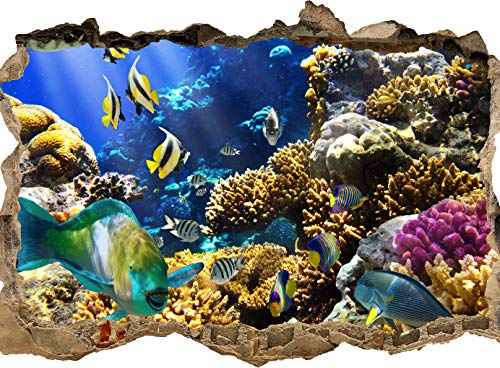 wandmotiv24 3D-Wandsticker Unterwasser, Design 01, 60x40cm (BxH), Aufkleber Wand-deko, Wandbild, 3D Effekt, Fenster, Mauer, Wandaufkleber, Sticker M0011 von wandmotiv24
