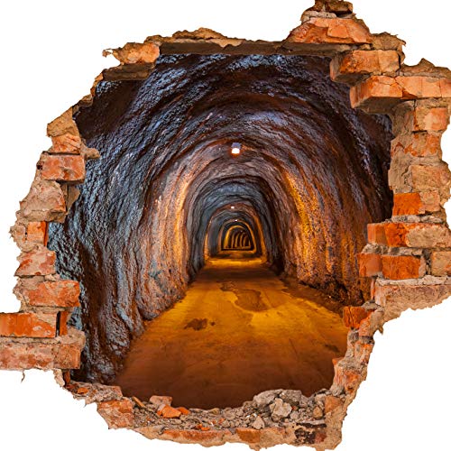 wandmotiv24 3D-Wandsticker unterirdischen Tunnel, Design 02, 60x55cm (BxH), Aufkleber Wand-deko, Wandbild, 3D Effekt, Fenster, Mauer, Wandaufkleber, Sticker M0816 von wandmotiv24