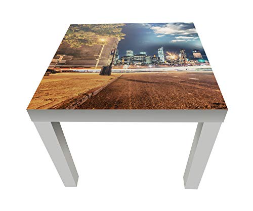 wandmotiv24 Beistelltisch Brooklyn, New York bei Nacht Weiß - Hochglanz Kleiner Tisch als Deko, Holz-Tisch, Tischplatte Bedruckt, Couchtisch, Gartentisch, Kunstdruck M0934 von wandmotiv24