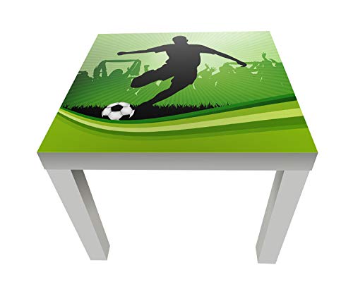 wandmotiv24 Beistelltisch Fussball Weiß - Hochglanz Kleiner Tisch als Deko, Holz-Tisch, Tischplatte Bedruckt, Couchtisch, Gartentisch, Kunstdruck M0439 von wandmotiv24