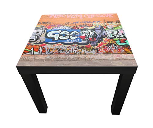 wandmotiv24 Beistelltisch Graffiti 1 Schwarz - Hochglanz Kleiner Tisch als Deko, Holz-Tisch, Tischplatte Bedruckt, Couchtisch, Gartentisch, Kunstdruck M0025 von wandmotiv24