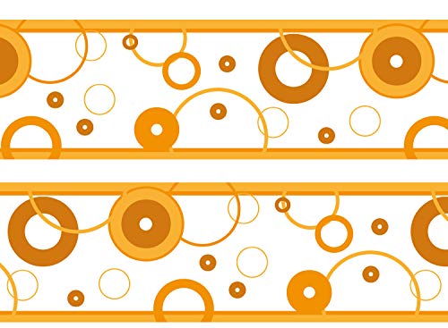 wandmotiv24 Bordüre Bubbles 260cm Breite - Selbstklebend Borte Tapetenbordüre Bordüren Borde Wandborde Blasen orange Muster M0008 von wandmotiv24