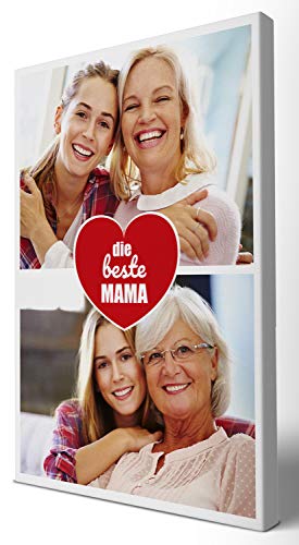 wandmotiv24 Leinwandbild 260 g/m ² - Foto-Collage mit 2 Fotos - Fotogeschenk - Geschenk für die Mutter - Kunstdruck Hochformat 20x30cm (BxH) - Für die Beste Mama - M0003 von wandmotiv24