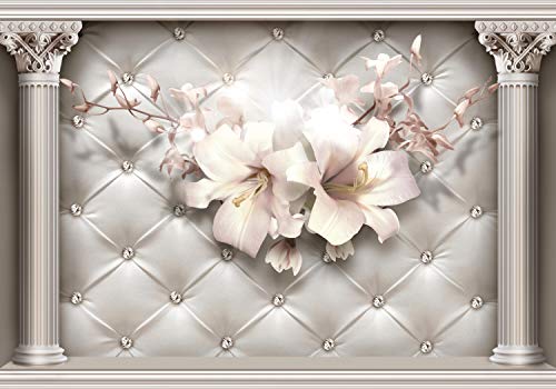 wandmotiv24 Fototapete 3D Effekt Säulen Blüten Diamanten, XXL 400 x 280 cm - 8 Teile, Wanddeko, Wandbild, Wandtapete, Abstrakt Raumerweiterung M6100 von wandmotiv24