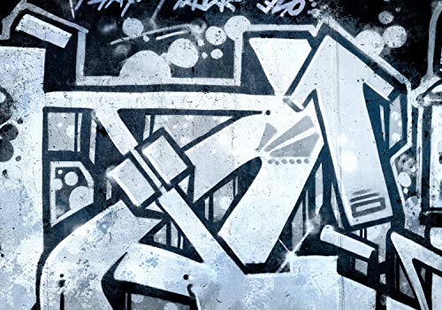 wandmotiv24 Fototapete Abstrakte Linien Graffiti Blau Grau, S 200 x 140cm - 4 Teile, Wanddeko, Wandbild, Wandtapete, M4834 von wandmotiv24