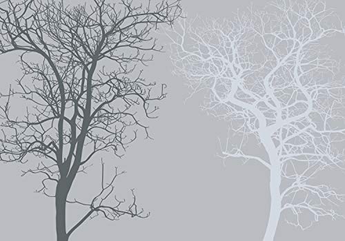 wandmotiv24 Fototapete Baum grau Wald, M 250 x 175 cm - 5 Teile, Wanddeko, Wandbild, Wandtapete, Abstrakt, Düster, dunkel M3604 von wandmotiv24