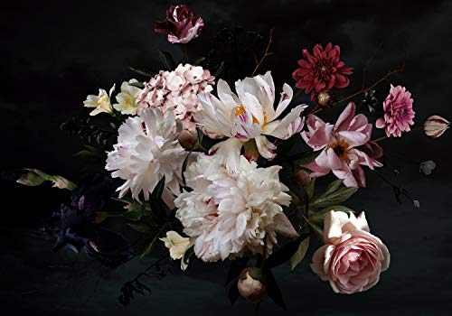 wandmotiv24 Fototapete Blüten Rosa Pflanzen, XL 350 x 245 cm - 7 Teile, Wanddeko, Wandbild, Wandtapete, Blumen Schwarz M5868 von wandmotiv24
