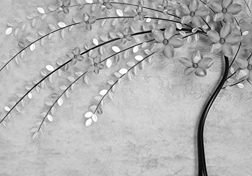 wandmotiv24 Fototapete Blumenbaum grau, XL 350 x 245 cm - 7 Teile, Wanddeko, Wandbild, Wandtapete, Natur, Planzen, Modern M2015 von wandmotiv24