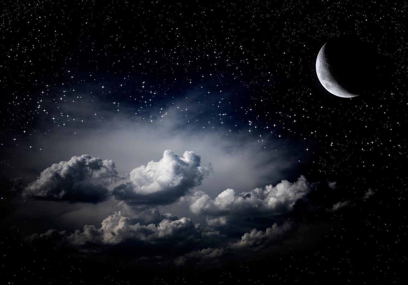 wandmotiv24 Fototapete Himmel Nacht Mond Sternen Wolken, glatt, Wandtapete, Motivtapete, matt, Vliestapete, selbstklebend von wandmotiv24