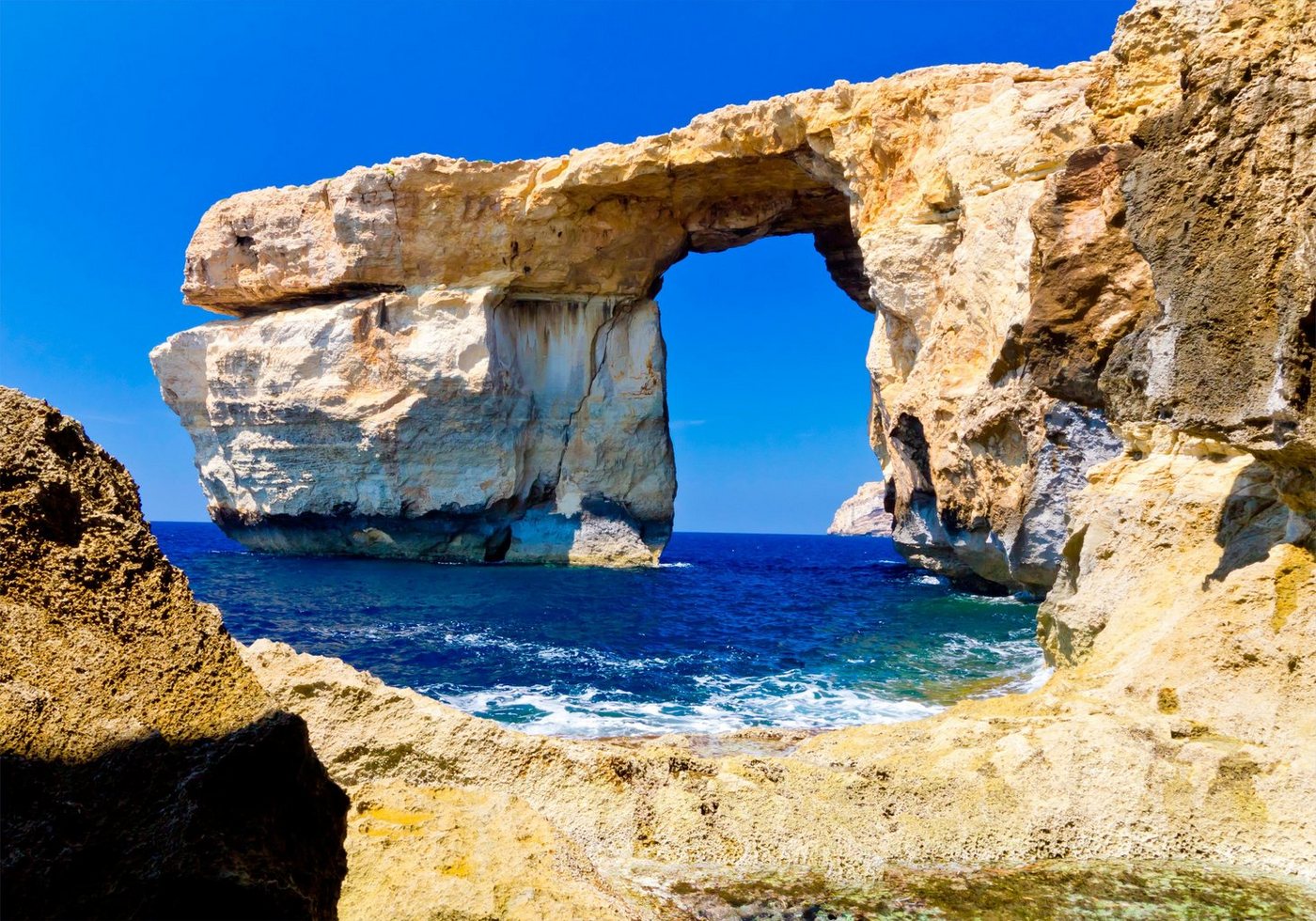 wandmotiv24 Fototapete Insel, Blaues Fenster Gozo, glatt, Wandtapete, Motivtapete, matt, Vliestapete, selbstklebend von wandmotiv24