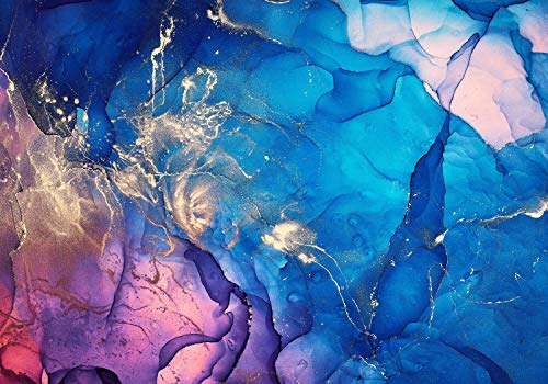 wandmotiv24 Fototapete Kunst Aquarell Steinoptik, 400 x 280 cm - selbstklebende Vliestapete 150g, Wanddeko, Wandbild, Wandtapete, Acryl Wasserfarben Stein blau M6570 von wandmotiv24