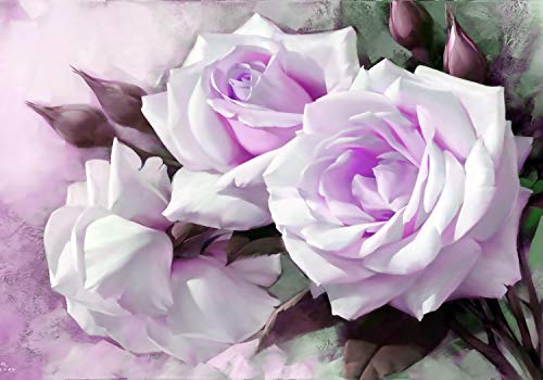 wandmotiv24 Fototapete Rosen violett Rose, M 250 x 175 cm - 5 Teile, Wanddeko, Wandbild, Wandtapete, Gemalt, Wand, Blumen M1777 von wandmotiv24