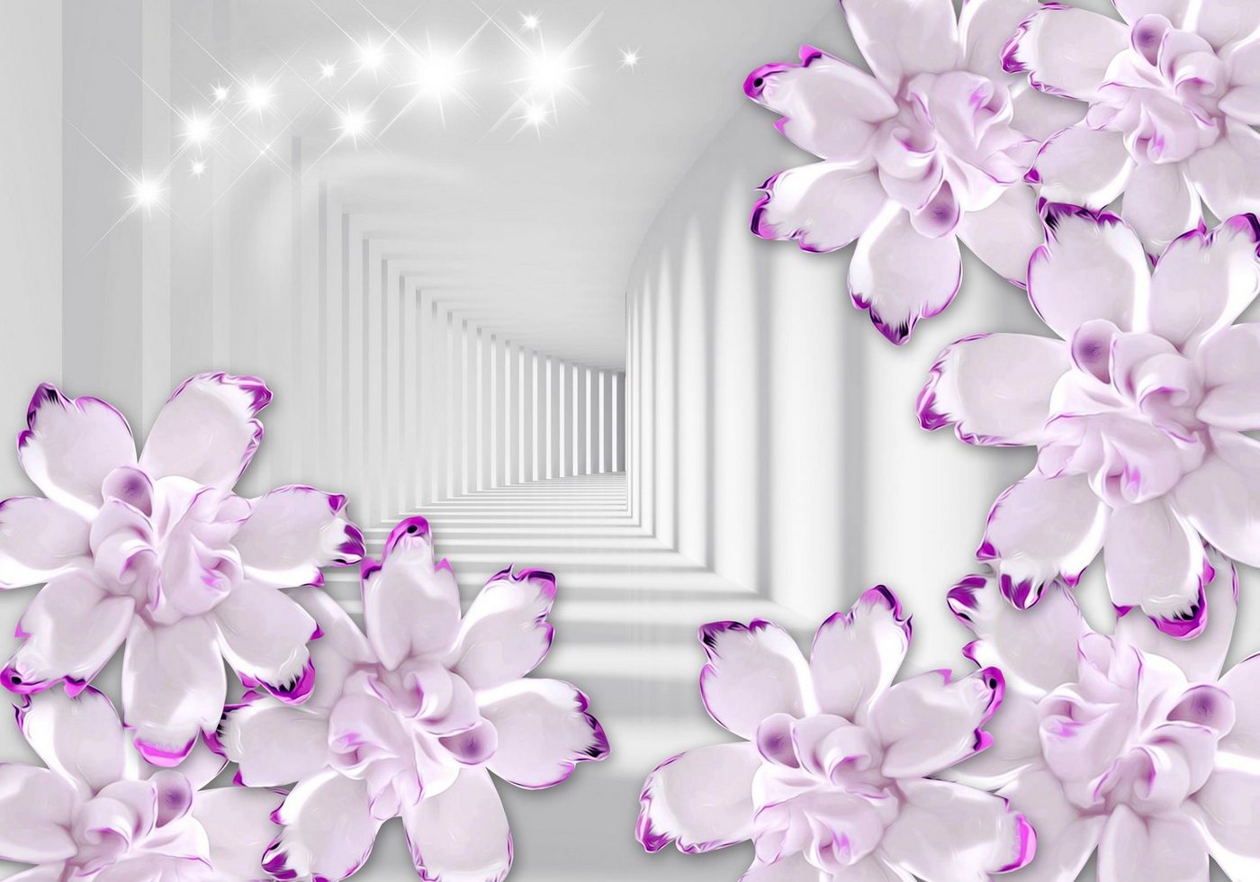wandmotiv24 Fototapete Tunnel Blumen Violett, strukturiert, Wandtapete, Motivtapete, matt, Vinyltapete, selbstklebend von wandmotiv24