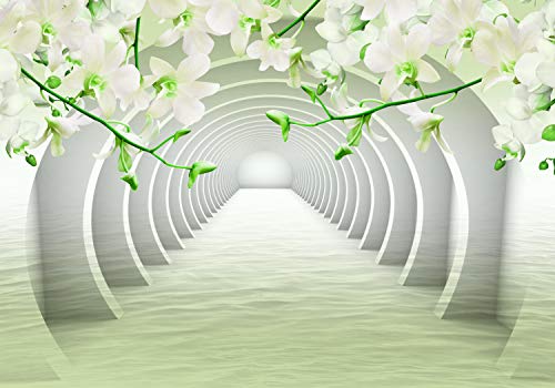 wandmotiv24 Fototapete Tunnel grün Blumen, L 300 x 210 cm - 6 Teile, Wanddeko, Wandbild, Wandtapete, Wasser, 3D M3940 von wandmotiv24