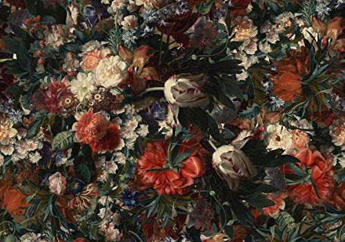 wandmotiv24 Fototapete Vintage Blüten bunt, XL 350 x 245 cm - 7 Teile, Wanddeko, Wandbild, Wandtapete, Blume Blumen Rosen Rose M6718 von wandmotiv24