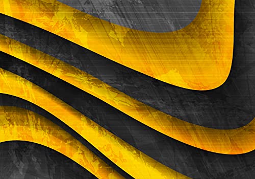 wandmotiv24 Fototapete Welle gelb schwarz, XXL 400 x 280 cm - 8 Teile, Wanddeko, Wandbild, Wandtapete, grunge grau Beton M6782 von wandmotiv24
