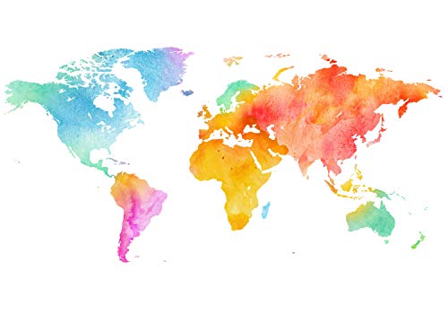 wandmotiv24 Fototapete bunte Weltkarte Wasserfarben, S 200 x 140cm - 4 Teile, Wanddeko, Wandbild, Wandtapete, Erde Globus Atlas Aquarellfarben M6652 wandmotiv24 Fototapete bunte Weltkarte Wasserfarben, S 200 x 140cm - 4 Teile, Wanddeko, Wandbild, Wandtapete, Erde Globus Atlas Aquarellfarben M6652 von wandmotiv24