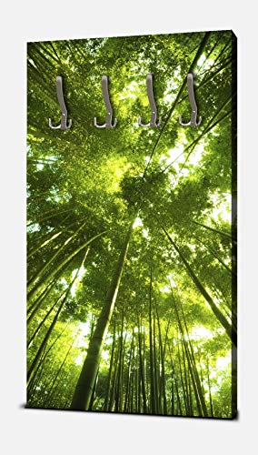 wandmotiv24 Garderobe Bambus Wald Hochformat - 55x100 (BxH) - Leinwand Wandgarderobe, inklusive Garderoben-Haken, Kleiderhaken, Set M0338 von wandmotiv24
