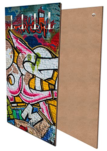 wandmotiv24 Garderobe Graffiti Poet Hochformat - 55x100 (BxH) - Dekorfolie Wandgarderobe, inklusive Garderoben-Haken, Kleiderhaken, Set M0007 von wandmotiv24