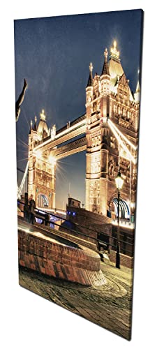 wandmotiv24 Garderobe London Tower Bridge England Hochformat - 55x100 (BxH) - Leinwand Wandgarderobe, inklusive Garderoben-Haken, Kleiderhaken, Set M0249 von wandmotiv24