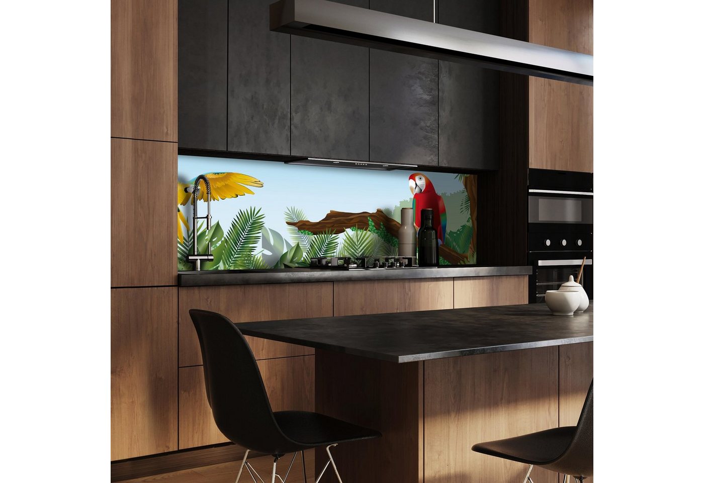 wandmotiv24 Küchenrückwand Landschaft Regenwald Natur, (1-tlg), Premium Aluminium Nischenrückwand in versch. Größen von wandmotiv24
