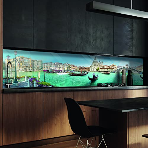 wandmotiv24 Küchenrückwand Venedig Brücke Meer Gondeln Italien 260 x 60cm (B x H) - Acrylglas 3mm Nischenrückwand, Spritzschutz, Fliesenspiegel-Ersatz, Deko Küche M1090 von wandmotiv24