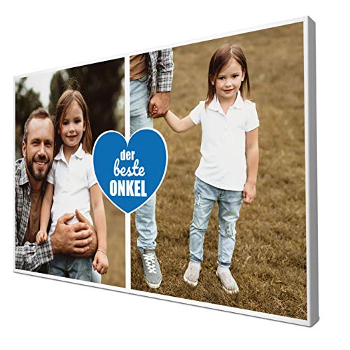 wandmotiv24 Leinwandbild 260 g/m ² - Foto-Collage mit 2 Fotos - Fotogeschenk - Geschenk für den Onkel - Kunstdruck querformat 60x40cm (BxH) - Für den besten Onkel - M0013 von wandmotiv24
