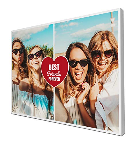 wandmotiv24 Leinwandbild 260 g/m ² - Foto-Collage mit 2 Fotos - Fotogeschenk für Beste Freunde - Geschenk für Freund und Freundin - Kunstdruck querformat 40x30cm (BxH) - Best Friends Forever - M0053 von wandmotiv24