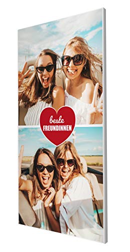 wandmotiv24 Leinwandbild 260 g/m ² - Foto-Collage mit 2 Fotos - Fotogeschenk für Beste Freundin - Geschenk für Freundin - Kunstdruck Hochformat 40x80cm (BxH) - Beste Freundinnen - M0055 von wandmotiv24