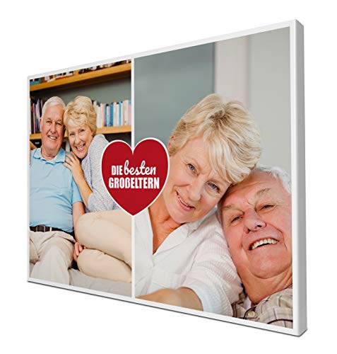 wandmotiv24 Leinwandbild 260 g/m ² - Foto-Collage mit 2 Fotos - Fotogeschenk für Oma und Opa - Geschenk für Großeltern - Kunstdruck querformat 40x30cm (BxH) - Die besten Großeltern - M0031 von wandmotiv24