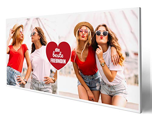 wandmotiv24 Leinwandbild 260 g/m ² - Foto-Collage mit 2 Fotos - Freundschaft Fotogeschenk - Geschenk für Freundin - Kunstdruck querformat 80x40cm (BxH) - Beste Freundin - M0027 von wandmotiv24