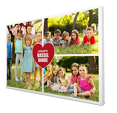 wandmotiv24 Leinwandbild 260 g/m ² - Foto-Collage mit 3 Fotos - Fotogeschenk für die Familie - Geschenk mit Kinderfotos - Kunstdruck querformat 30x20cm (BxH) - Unsere Rasselbande - M0050 von wandmotiv24