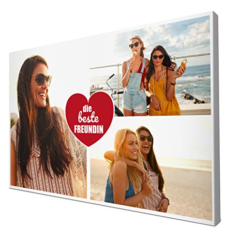 wandmotiv24 Leinwandbild 260 g/m ² - Foto-Collage mit 3 Fotos - Freundschaft Fotogeschenk - Geschenk für Freundin - Kunstdruck querformat 60x40cm (BxH) - Beste Freundin - M0028 von wandmotiv24