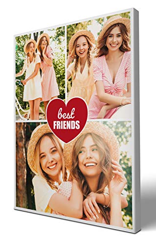 wandmotiv24 Leinwandbild 260 g/m ² - Foto-Collage mit 3 Fotos - Fotogeschenk für Beste Freunde - Geschenk für Freund und Freundin - Kunstdruck Hochformat 30x40cm (BxH) - Best Friends - M0052 von wandmotiv24