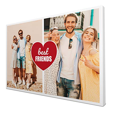 wandmotiv24 Leinwandbild 260 g/m ² - Foto-Collage mit 2 Fotos - Fotogeschenk für Beste Freunde - Geschenk für Freund und Freundin - Kunstdruck querformat 30x20cm (BxH) - Best Friends - M0051 von wandmotiv24