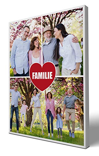 wandmotiv24 Leinwandbild 260 g/m ² - Foto-Collage mit 3 Fotos - Fotogeschenk für Familie - Geschenk mit Familienfotos - Kunstdruck Hochformat 30x40cm (BxH) - Familie - M0044 von wandmotiv24