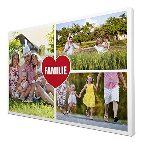 wandmotiv24 Leinwandbild 260 g/m ² - Foto-Collage mit 3 Fotos - Fotogeschenk für Familie - Geschenk mit Familienfotos - Kunstdruck querformat 30x20cm (BxH) - Familie - M0044 von wandmotiv24