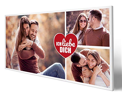 wandmotiv24 Leinwandbild 260 g/m ² - Foto-Collage mit 3 Fotos - Fotogeschenk Freund und Freundin zum Jahrestag - Kunstdruck querformat 40x20cm (BxH) - Ich Liebe Dich - M0026 von wandmotiv24