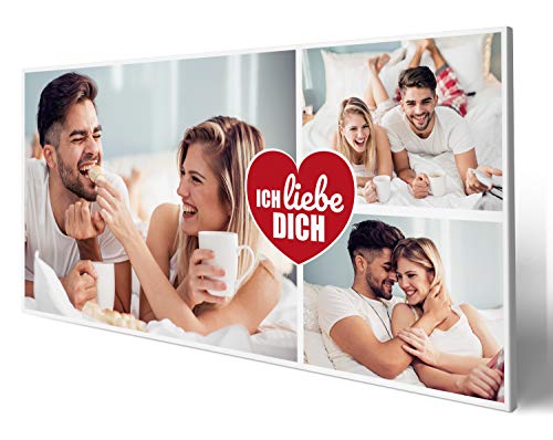 wandmotiv24 Leinwandbild 260 g/m ² - Foto-Collage mit 3 Fotos - Fotogeschenk Freund und Freundin zum Jahrestag - Kunstdruck querformat 80x40cm (BxH) - Ich Liebe Dich - M0026 von wandmotiv24