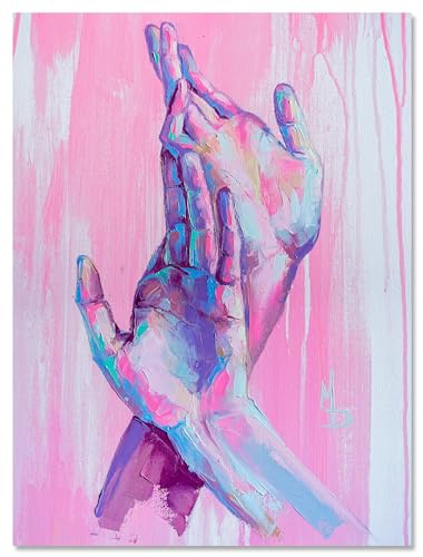 wandmotiv24 Leinwandbild Malerei, Hände, Hochformat M0595 von wandmotiv24